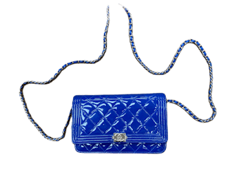 Blue Chanel Boy Wallet on Chain Crossbody Bag