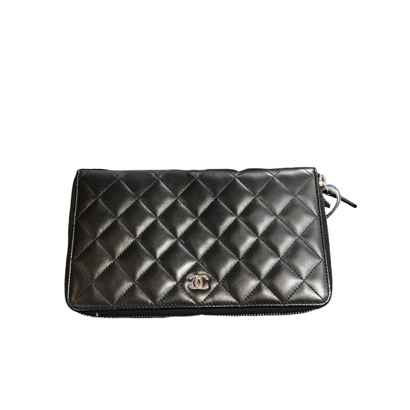 Chanel Black Quilted Leather Cambon Ligne Zippy Organizer Wallet at 1stDibs