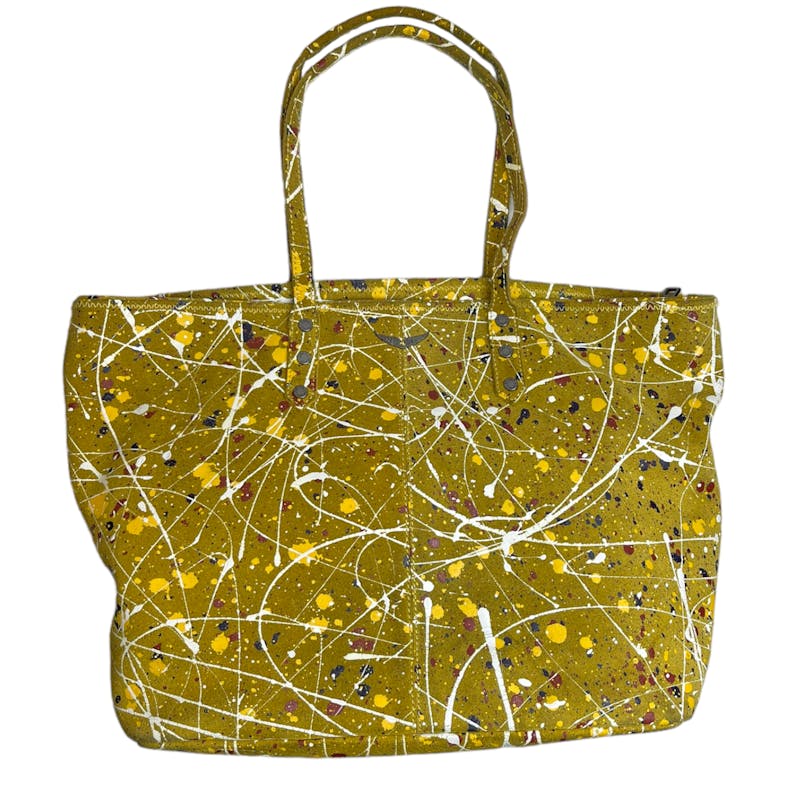 Used zadig & voltaire YELLOW PAINT LARGE COW LEATHER TOTE HANDBAGS HANDBAGS  / X-LARGE - LEATHER