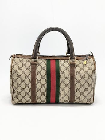 Gucci Vintage Web Boston Bag in Brown