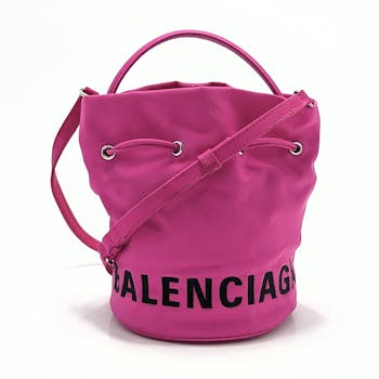 Balenciaga Wheel XS Logo Drawstring Bucket Bag