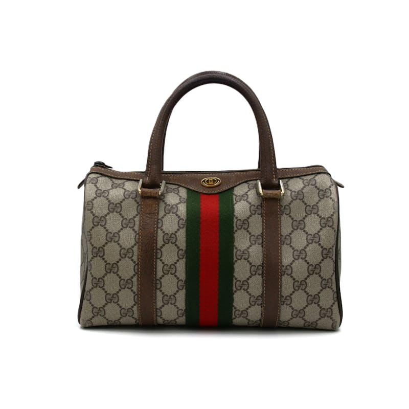 Gucci Vintage Web Leather Boston Bag-used once