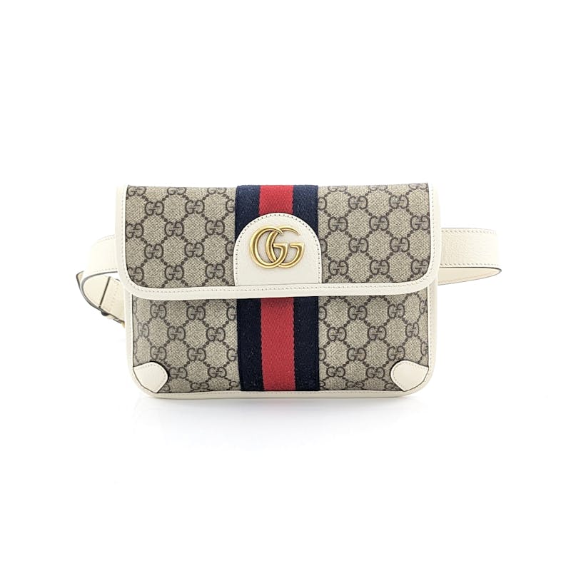 New Authentic Gucci Medium Ophidia GG Supreme Canvas/Leather Belt