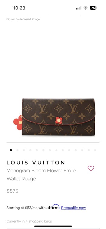 Louis Vuitton Monogram Porte-Feuil Emily long wallet with flower charm Used