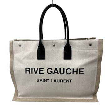 SAINT LAURENT - RIVE GAUCHE LARGE TOTE BAG IN LINEN AND LEATHER