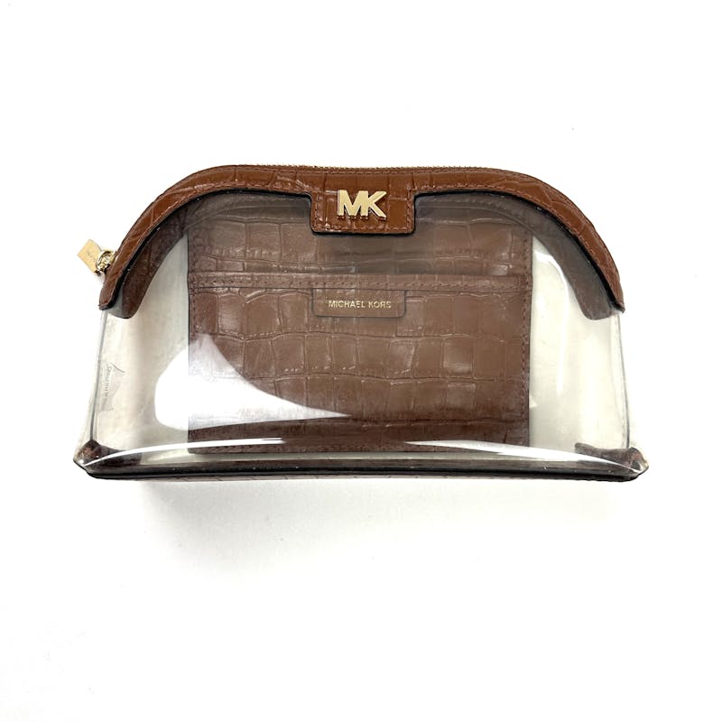 Used michael michael kors CLEAR AND BROWN PURSE SMALL CLOTH