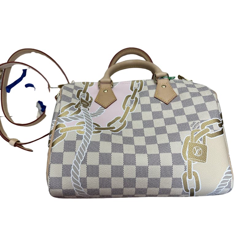 Louis Vuitton Speedy 35 Damier Azur Monogram BAG Tote Satchel with box  Handbag